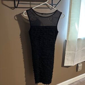 Star Vixen Black Sheer Neck Midi Dress